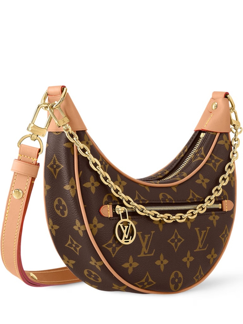 Louis Vuitton Brown Monogram Loop Shoulder Bag with Gold Chain